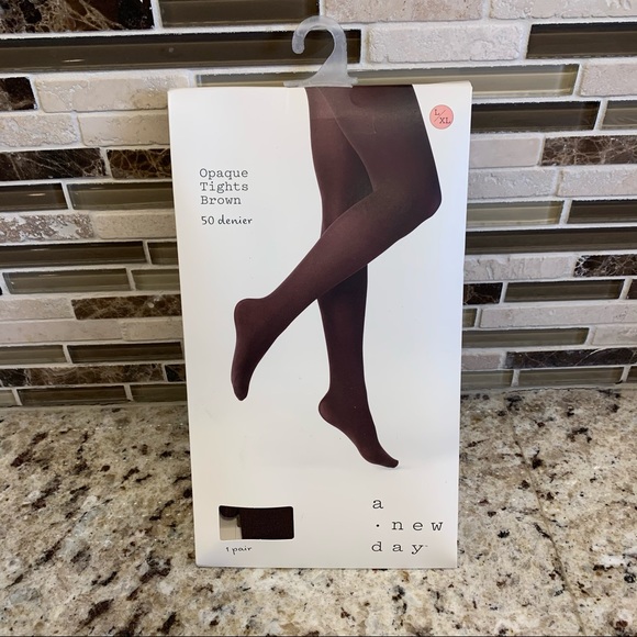 A New Day Brown Opaque Tights L/XL